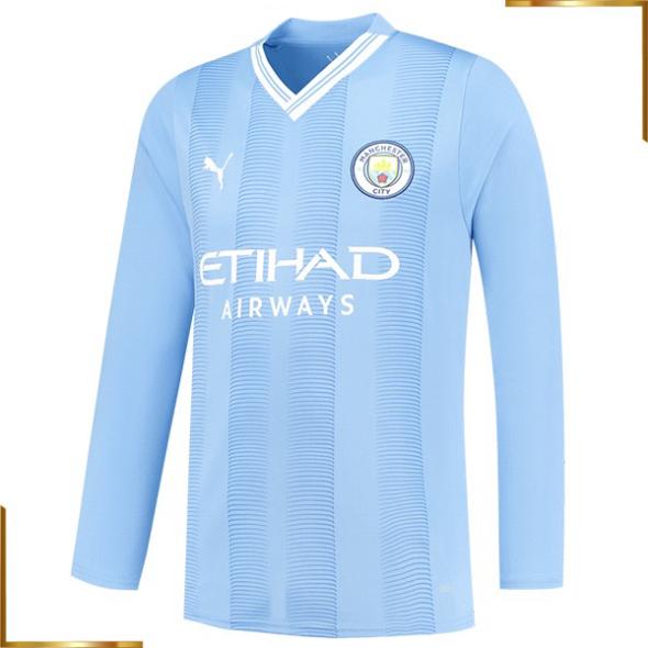 Camiseta Manchester City Manga Larga 2023/2024 Primera Equipacion