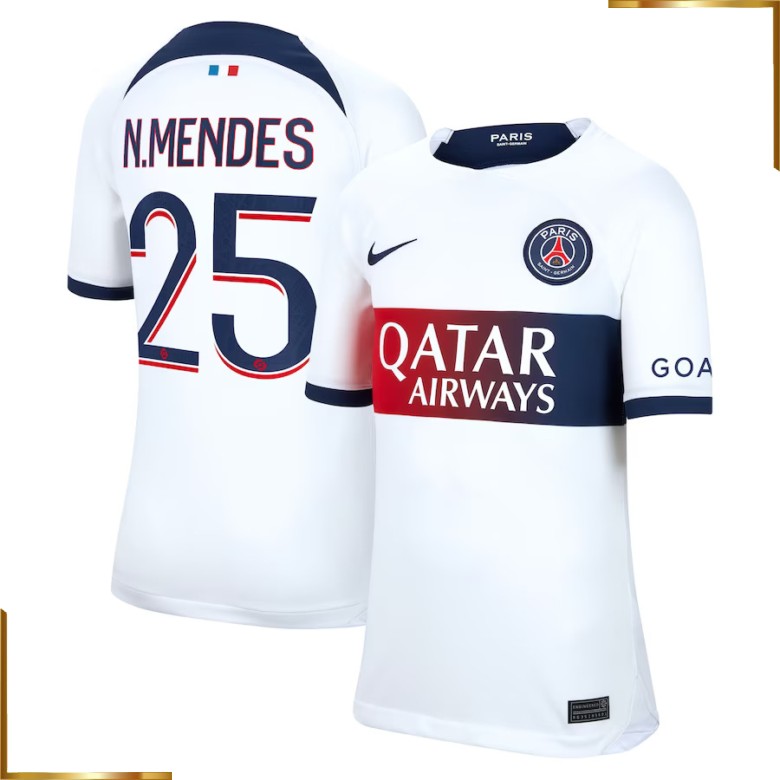 Camiseta Paris Saint Germain N.Mendes 2023/2024 Segunda Equipacion
