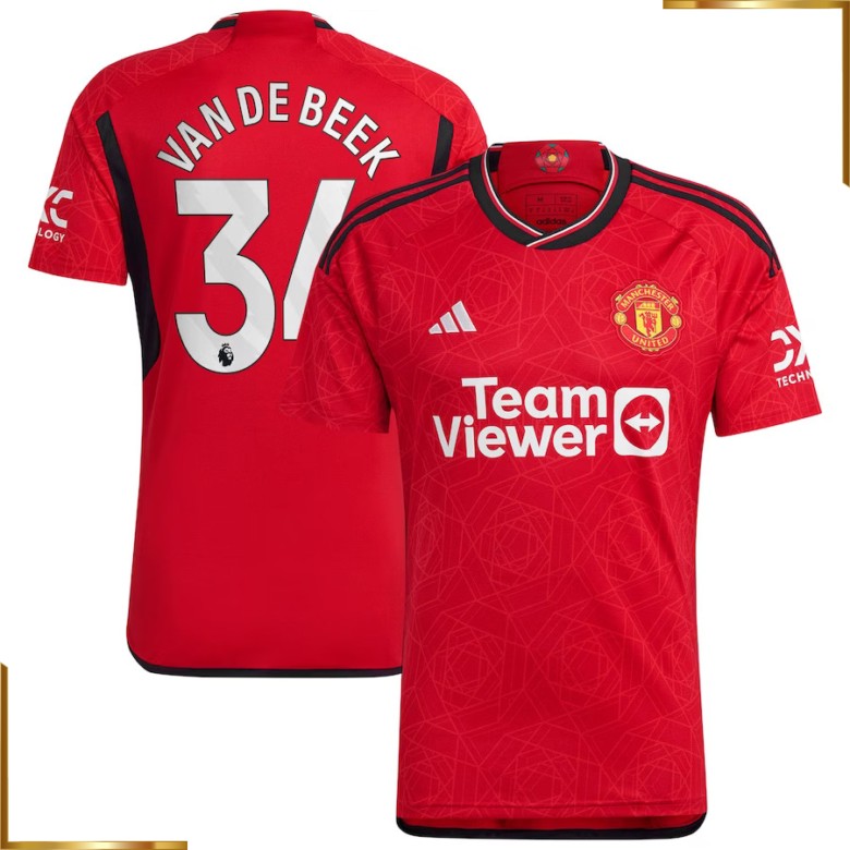 Camiseta Manchester United Van De Beek 2023/2024 Primera Equipacion